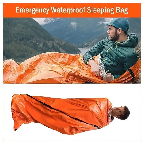 Ultra Waterproof Lightweight Thermal Portable Mylar Bivy Sack Emergency Sleeping Bag with Loud Survival Whistle