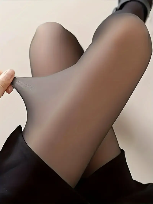 Women's Opaque Black Tights - Thickened Nude-Feel Leggings for Fall & Winter, Stretchy Nylon Blend Pantyhose with Reinforced Toe & Heels, Hand Washable, Smooth Finish, Mid-Rise Design