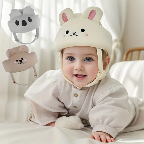 1pc Baby Toddler Safety Cap with Adjustable Strap Soft Breathable White Beige Khaki Grey - Cushioned Edge & Ventilation Holes for Boys & Girls - Walking, Crawling, Running - Soft Pastel Colors (Beige, Grey, White) - Ideal for First Steps & Motor Skills Development - Easy-Clean Design - Durable & Comfortable for New Walkers - Soft Padding & Secure Fit - Suitable for Boys & Girls, Toddler Cap, Beanie And Mittens, Photography Props, Halloween Toddler, Swaddle for, ted Hat,