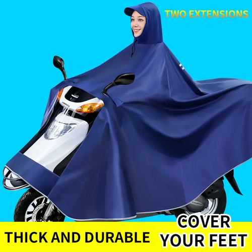 Electric Scooter Motorcycle Raincoat for Women & Men - Thickened Double-Layered Oxford Cloth, Adjustable Hooded Design, Long Sleeve, No Pockets, Machine Washable, Durable Rain Protection for Scooter Riding, Scooter Rain Cover, Sleek Rainwear, Highquality Rainwear