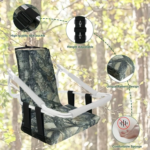 Ultra-Comfort Adjustable Tree Stand Seat Cushion - Camo, Lightweight & Easy to Install for Hunting and Fishing