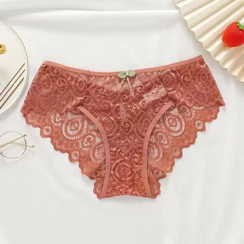 Comfortable Underwear Soft and Comfortable 4pcs Women's Solid Color Underwear Set | Contrast Lace Print Stitching