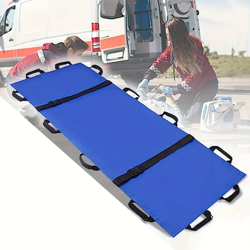 1pc  Blue 180x70cm Foldable Emergency Stretcher   Portable Lightweight Transfer Board for Patient   Animal Rescue  Casualty Evacuation Indoor  Outdoor Use PA Nylon Material  No Magnesium Rod Flint Included