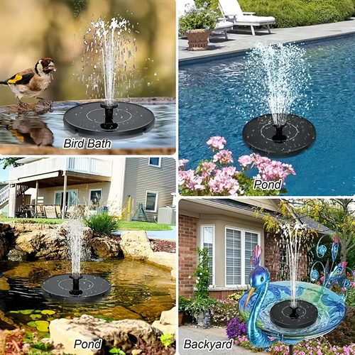 Spot new solar fountain bird bath fountain outdoor pool round floating fountain pump water feature fountain light