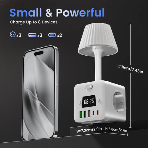 Multifunctional table lamp cube socket with USB charging plug socket for home bedside night light socket socket