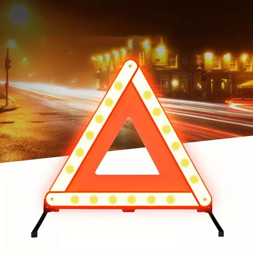 1pc Car Emergency Breakdown Warning Triangle Red Reflective Road Safety Hazard Car Tripod Portable Foldable Stop Sign Reflector