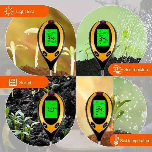 Digital 4-in-1 Soil Test Meter, large LCD screen, probe accurately quick measure