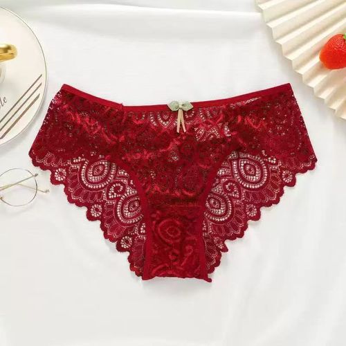 Comfortable Underwear Soft and Comfortable 4pcs Women's Solid Color Underwear Set | Contrast Lace Print Stitching