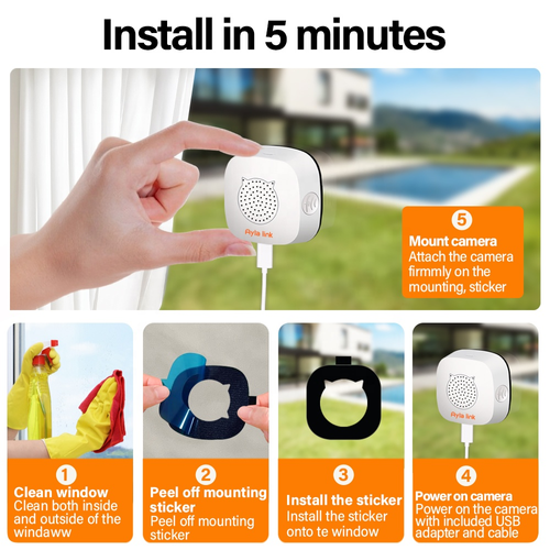 2.45GHz 5MP AI Security Camera with 2K Window 247 Recording Local cloud Storage Built-in Mic & Two-Way Audio