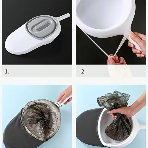 Portable Commode Durable Portable Covered Bedside Commode | Light Blue Plastic Care Toilet with Long Handle and Smooth Sloped Design for Elderly and Bedridden Patients