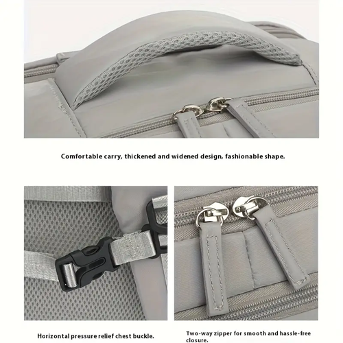 Storage, Adjustable Straps, Multiple Compartments, Durable Polyester, White, Travel Luggage, Sleek Design, Organized Compartments, Professional Luggage, Reinforced Stitching, College Students