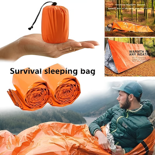 Ultra Waterproof Lightweight Thermal Portable Mylar Bivy Sack Emergency Sleeping Bag with Loud Survival Whistle