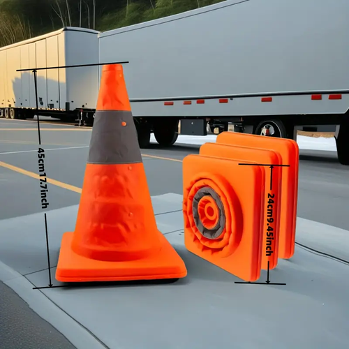 Highly reflective safety cones 4pcs set1pc set 18-inch foldable traffic cones with reflective rings wide base and storage bag, suitable for traffic control, sports training, driving training, and parking lots.