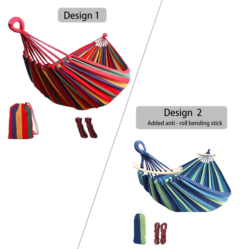Colorful Cotton Hammock Comfortable Portable Swing with Travel Bag for Indoor and Outdoor Camping Wood and Mesh Material