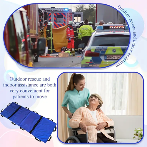 1pc  Blue 180x70cm Foldable Emergency Stretcher   Portable Lightweight Transfer Board for Patient   Animal Rescue  Casualty Evacuation Indoor  Outdoor Use PA Nylon Material  No Magnesium Rod Flint Included