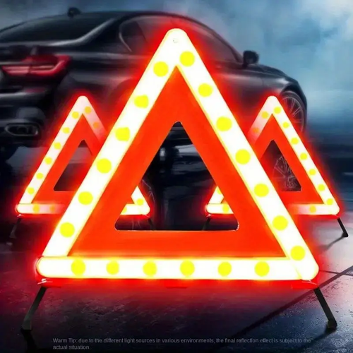 1pc Car Emergency Breakdown Warning Triangle Red Reflective Road Safety Hazard Car Tripod Portable Foldable Stop Sign Reflector