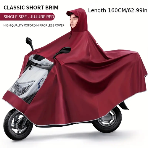 Electric Scooter Motorcycle Raincoat for Women & Men - Thickened Double-Layered Oxford Cloth, Adjustable Hooded Design, Long Sleeve, No Pockets, Machine Washable, Durable Rain Protection for Scooter Riding, Scooter Rain Cover, Sleek Rainwear, Highquality Rainwear