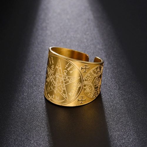 18k Gold Jewelry Stainless Steel Titanium Plain Wide Twisted Ring Pentagon Side Hexagram Array Stainless Steel Rings Men