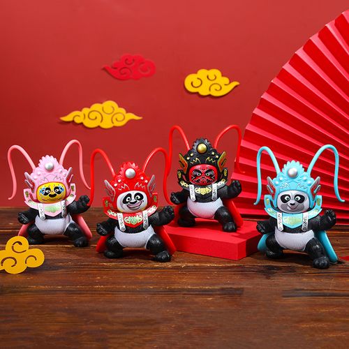 Sichuan opera face-changing puppet panda decoration doll 4 masks toy cultural creative handmade