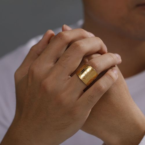 18k Gold Jewelry Stainless Steel Titanium Plain Wide Twisted Ring Pentagon Side Hexagram Array Stainless Steel Rings Men