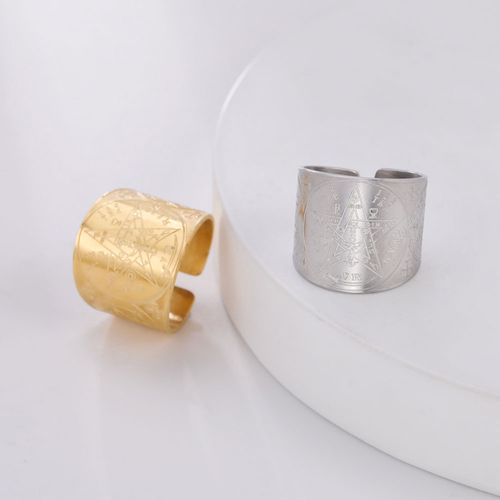 18k Gold Jewelry Stainless Steel Titanium Plain Wide Twisted Ring Pentagon Side Hexagram Array Stainless Steel Rings Men