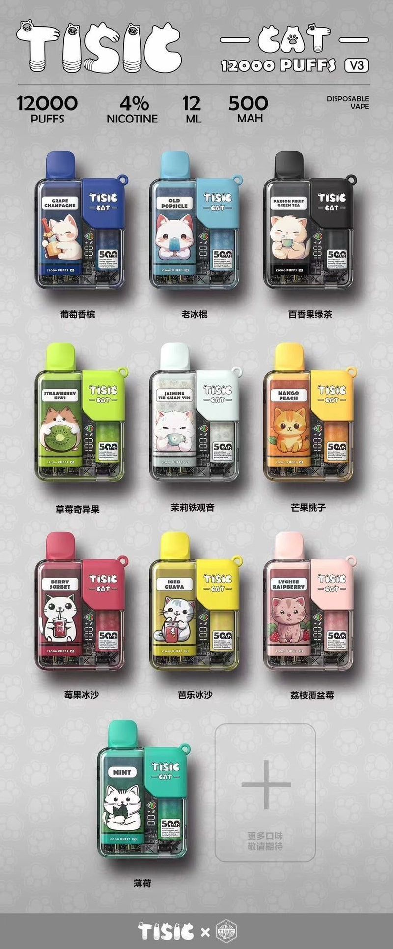 TISIC 貓12000口 一次性電子煙 外觀設計導向 潮流設備