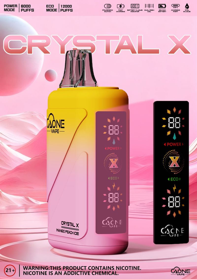 AONE Crystal X 水晶二代12000口 一次性電子煙 全透明外觀視覺設計 潮流展示型設備