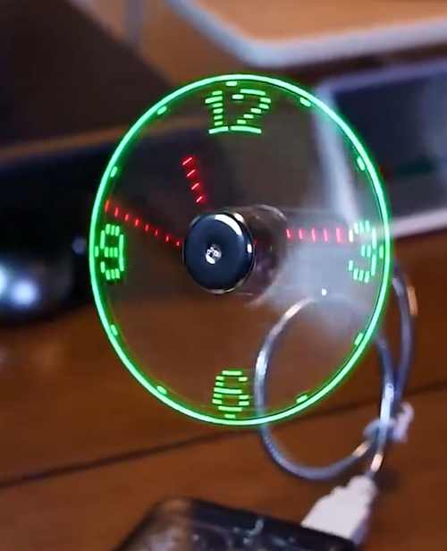 USB Fan LED Clock Light