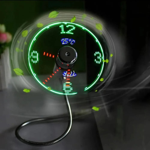 USB Fan LED Clock Light
