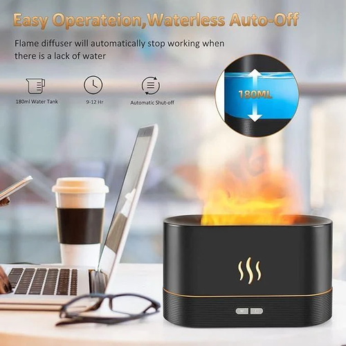 Plastic Flame Diffuser Brightness Humidifier - Auto Off Essential