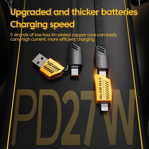Nylon braided car fast charging 4-in-1