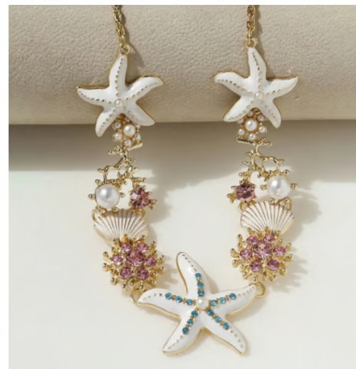 Shell Starfish Pearl Necklace