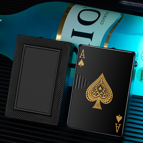 Windproof Refillable Lighter Playing Cards Cool Design