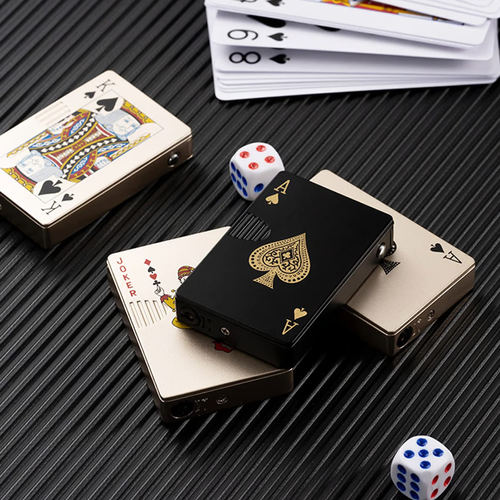 Windproof Refillable Lighter Playing Cards Cool Design