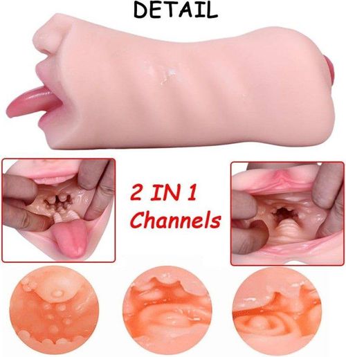 2 in 1 Realistic Male Masturbators with Pocket Pussy Vigina and Mouth,Lifelike Sex Doll with Face,TPE Portable Adult Sex Love Toy,Male Stroker for Masturbation,Deep Throat Oral for Gay Men