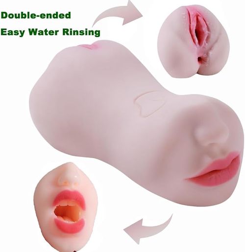 3 in 1 Realistic Pocket Pussy Male Masturbator, Adult Sex Toy with 3D Textured Tight Vagina Anus & Real Mouth for Penis Stimulation, Male Blowjob Stroker Toys for Gay Man Masturbation Pleasure
