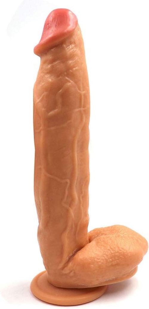 14 Inch Realistic Dildo Sex Toys, Skin-Like Huge Thick Sex Adult Toys with Strong Suction Cup for Hands-Free, Lifelike for Vagina Anal Stimulation (Flesh)