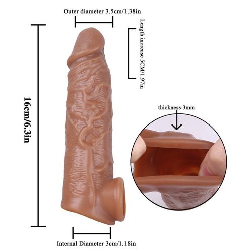 6.5 Inch Soft Large Texture Sleeve Extender Sheath for Men Male Enhancement Extension Sleeve Girth Best Gift