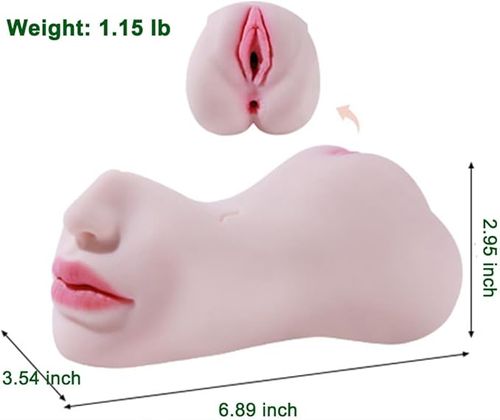 3 in 1 Realistic Pocket Pussy Male Masturbator, Adult Sex Toy with 3D Textured Tight Vagina Anus & Real Mouth for Penis Stimulation, Male Blowjob Stroker Toys for Gay Man Masturbation Pleasure