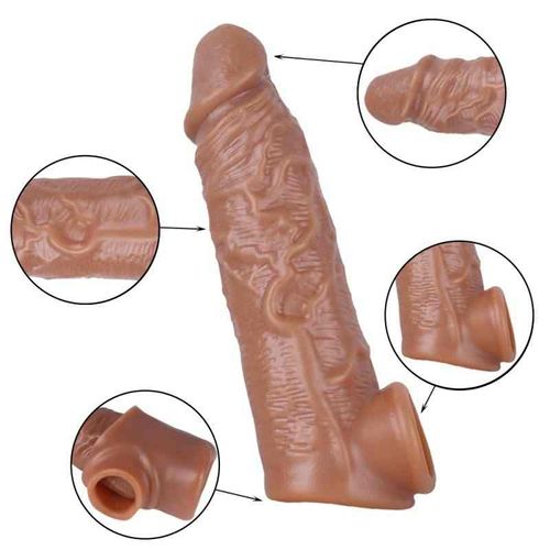 6.5 Inch Soft Large Texture Sleeve Extender Sheath for Men Male Enhancement Extension Sleeve Girth Best Gift