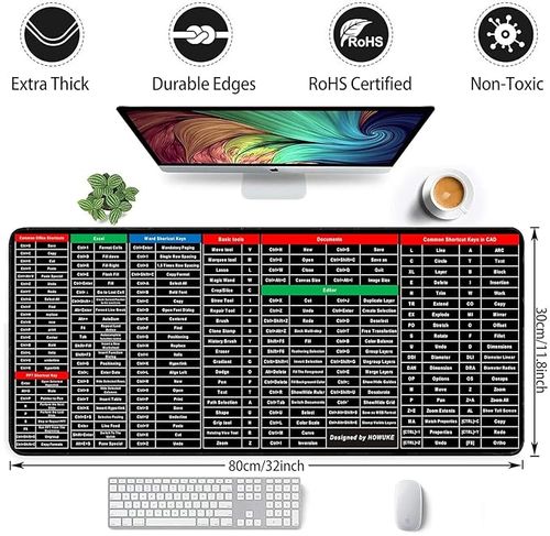 Keyboard Pad with Office Excel Software Shortcuts Key Patterns Laptop Pad