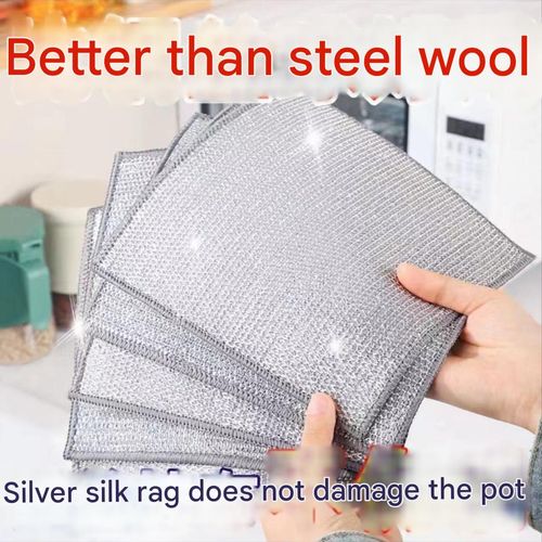 Steel wire dishcloth kitchen artifact dishcloth special non-stick oil metal wire pot rag silver wire rag 20 pieces