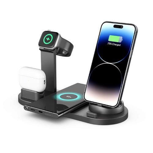 Multifunctional 6-in-1 wireless charger for mobile phones, earphones and watches