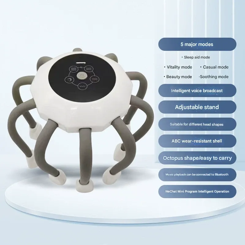 Electric Octopus Head Smart Scalp Massager Headache Therapy Relaxation Artifact Meridian Dredging Instrument