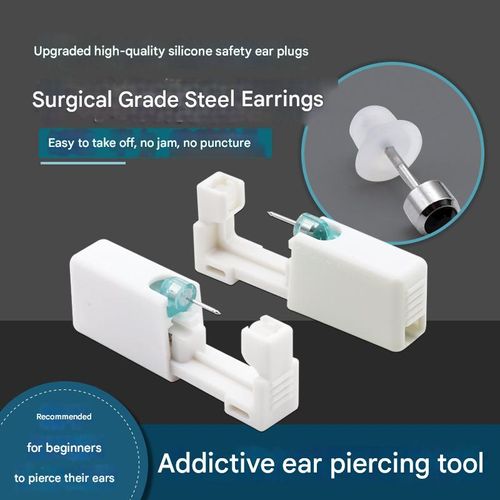 Second generation disposable sterile ear piercing kit tool ear nail gun 2 pieces