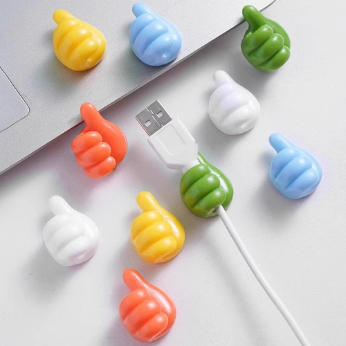 Thumb hook data cable storage charging cable holder wall traceless punch-free sticky hook color random 10