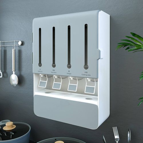 Multifunctional seasoning box wall-mounted punch-free oil, salt, sauce and vinegar storage box kitchen seasoning partition seasoning box