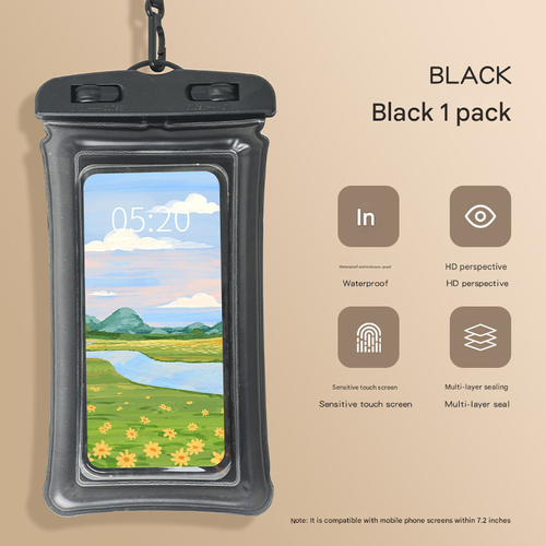 Floating airbag mobile phone waterproof bag touch screen swimming transparent inflatable waterproof case