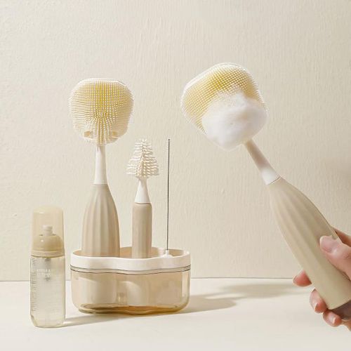 Press out liquid bottle brush multifunctional liquid adding liquid storage squeeze cup brush cup silicone cleaning brush pacifier brush set