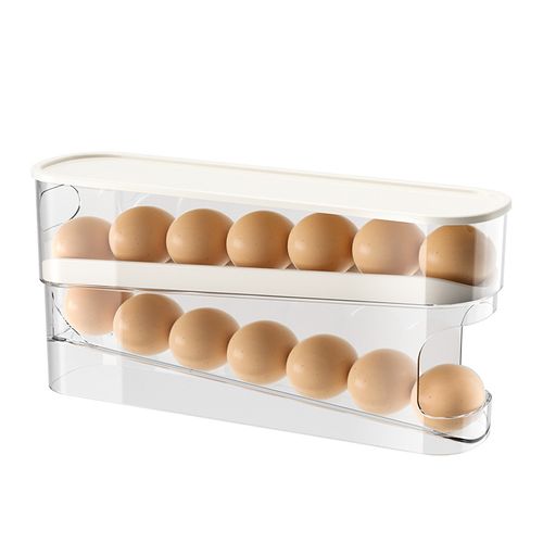 Caixa para armazenar ovos, suporte duplo deslizante sem odores de grau alimentício, organizador para conservação na geladeira